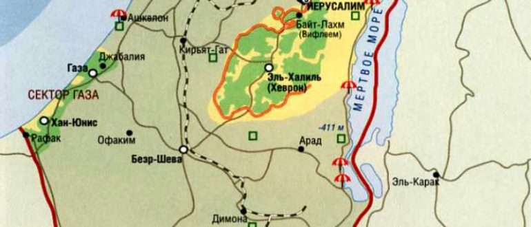 Карта Израиля на русском языке с городами и достопримечательностями